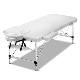 Zenses Massage Table 75cm 2 Fold Aluminium Massage Bed Portable Beauty Therapy White - RnR Galore