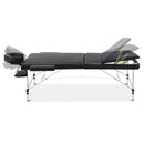Zenses Massage Table 75cm 3 Fold Aluminium Beauty Bed Portable Therapy Black - RnR Galore