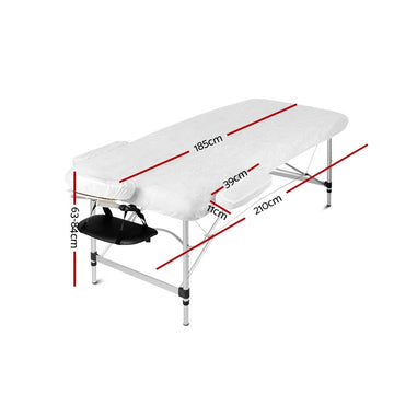 Zenses Massage Table 75cm 3 Fold Aluminium Beauty Bed Portable Therapy Black - RnR Galore