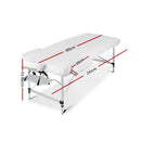 Zenses Massage Table 75cm 3 Fold Aluminium Beauty Bed Portable Therapy White - RnR Galore
