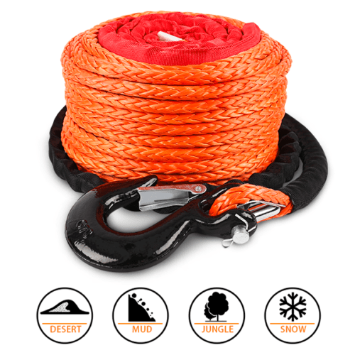 ZESUPER Winch Rope 9.5MM X 30M Dyneema SK75 Hook Synthetic Car Tow Recovery Cable Hook - RnR Galore