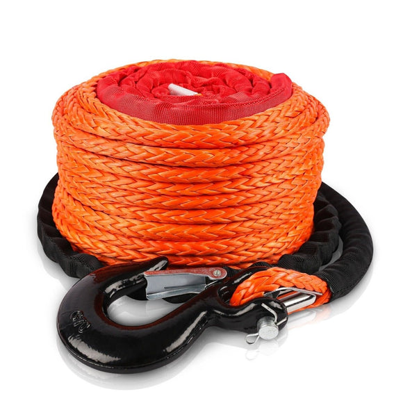 ZESUPER Winch Rope 9.5MM X 30M Dyneema SK75 Hook Synthetic Car Tow Recovery Cable Hook - RnR Galore