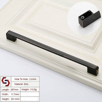 Zinc Kitchen Cabinet Handles Drawer Bar Handle Pull black+copper color hole to hole size 256mm - RnR Galore