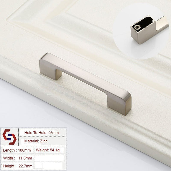 Zinc Kitchen Cabinet Handles Drawer Bar Handle Pull brushed silver color hole to hole size 96mm - RnR Galore